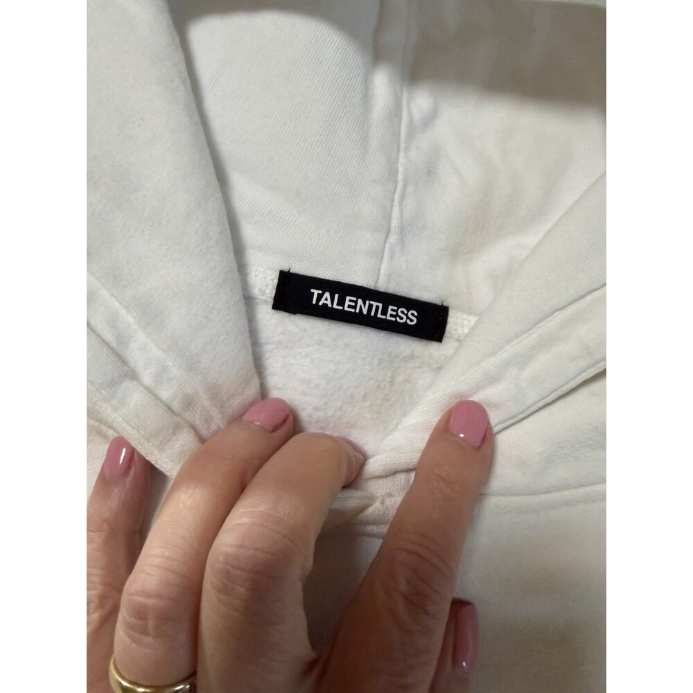 Talentless VOTE Hoodie Sweatshirt White Blue Logo Size L NEW! - Picture 6 of 7